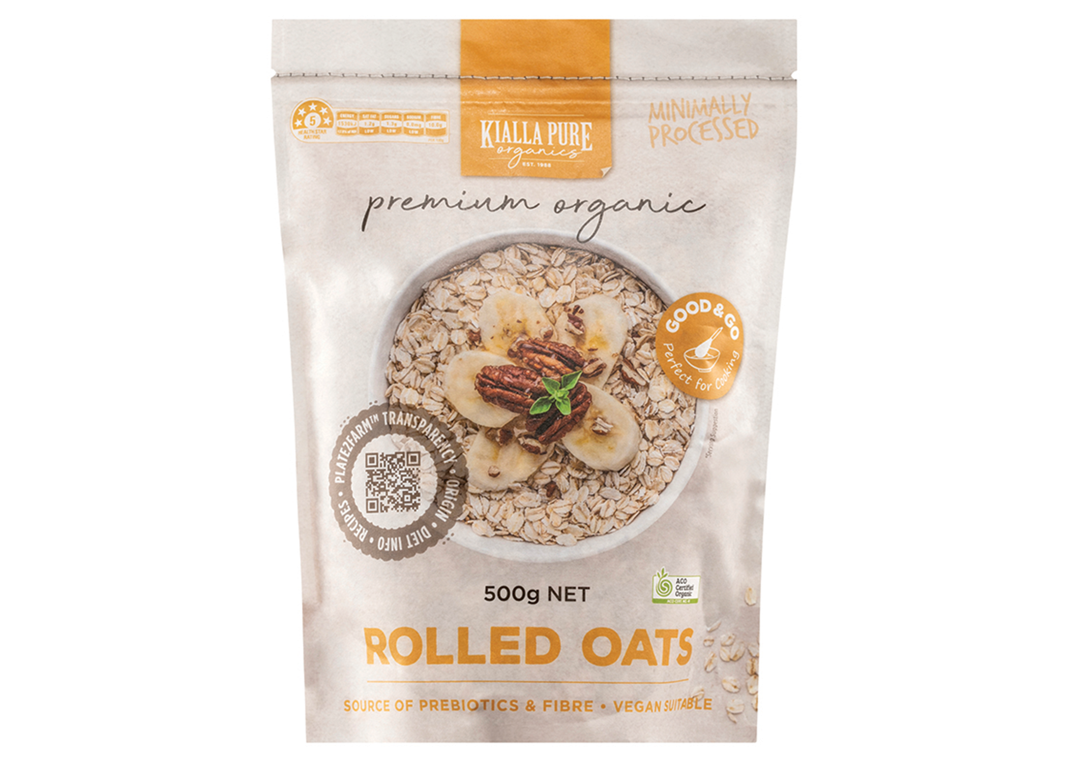 KIALLA PREMIUM ORGANIC ROLLED OATS (500g)