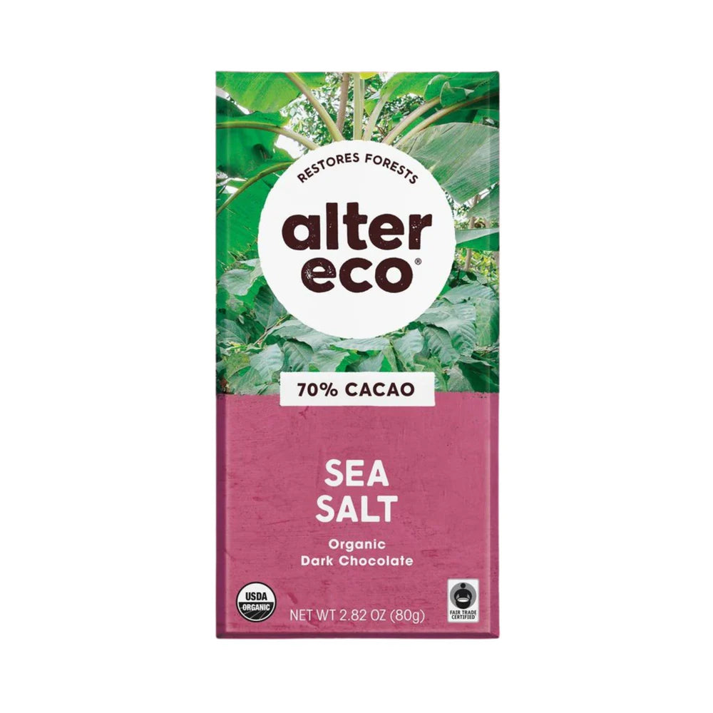 ALTER ECO ORGANIC DARK CHOCOLATE SEA SALT 70% (75g)